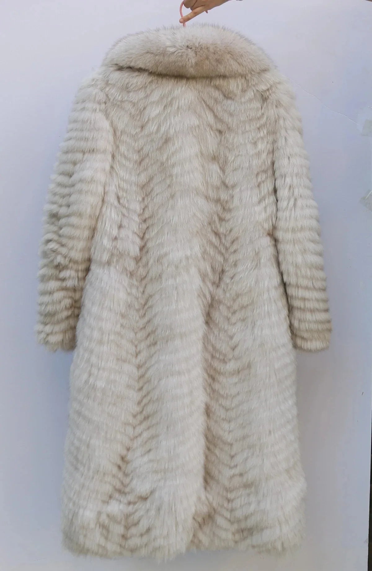 Luxury Natural Fox Fur Coat - Big Collar Winter Outerwear